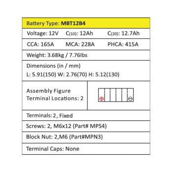 Batería de moto MOTOBATT MBT12B4