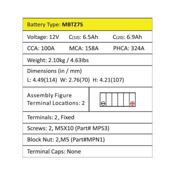 Bateria de moto MOTOBATT MBTZ7S