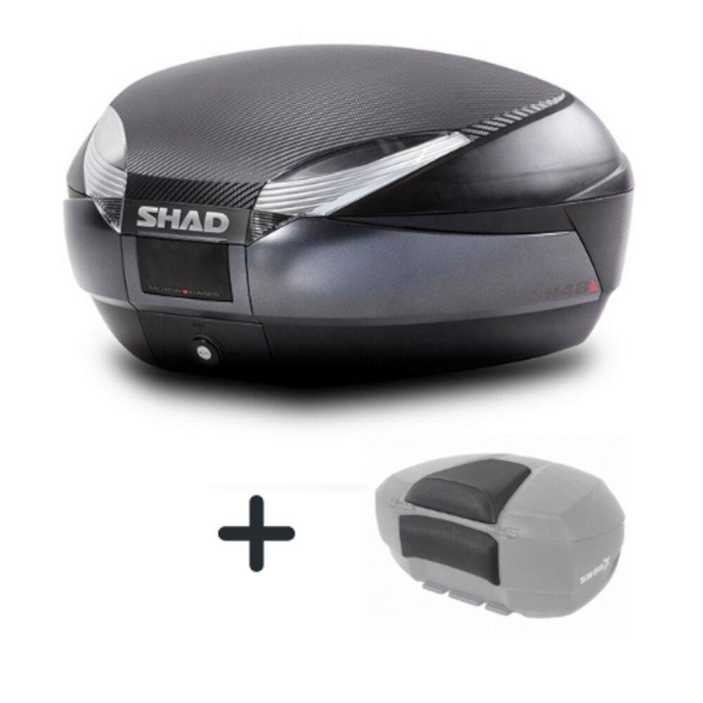 Baúl Shad SH48 Carbon gris oscuro 48L con respaldo