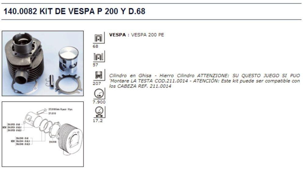 CILINDRO POLINI VESPA P200E 68MM