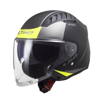 Casco LS2 OF600 Copter 2 Urbane Negro Mate  H-V Amarillo