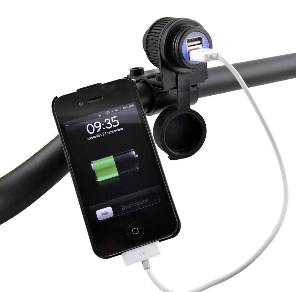 Cargador USB 12V V PARTS para moto   Montaje en manillar y carga rápida 2A