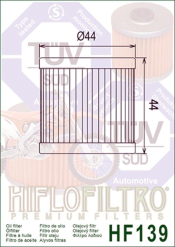 FILTRO DE ACEITE HF139 SUZUKI