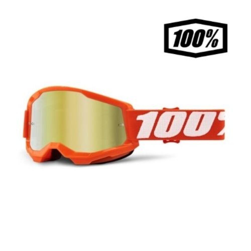 GAFAS OFF ROAD 100%  STRATA 2 NARANJA/ORO ESPEJO