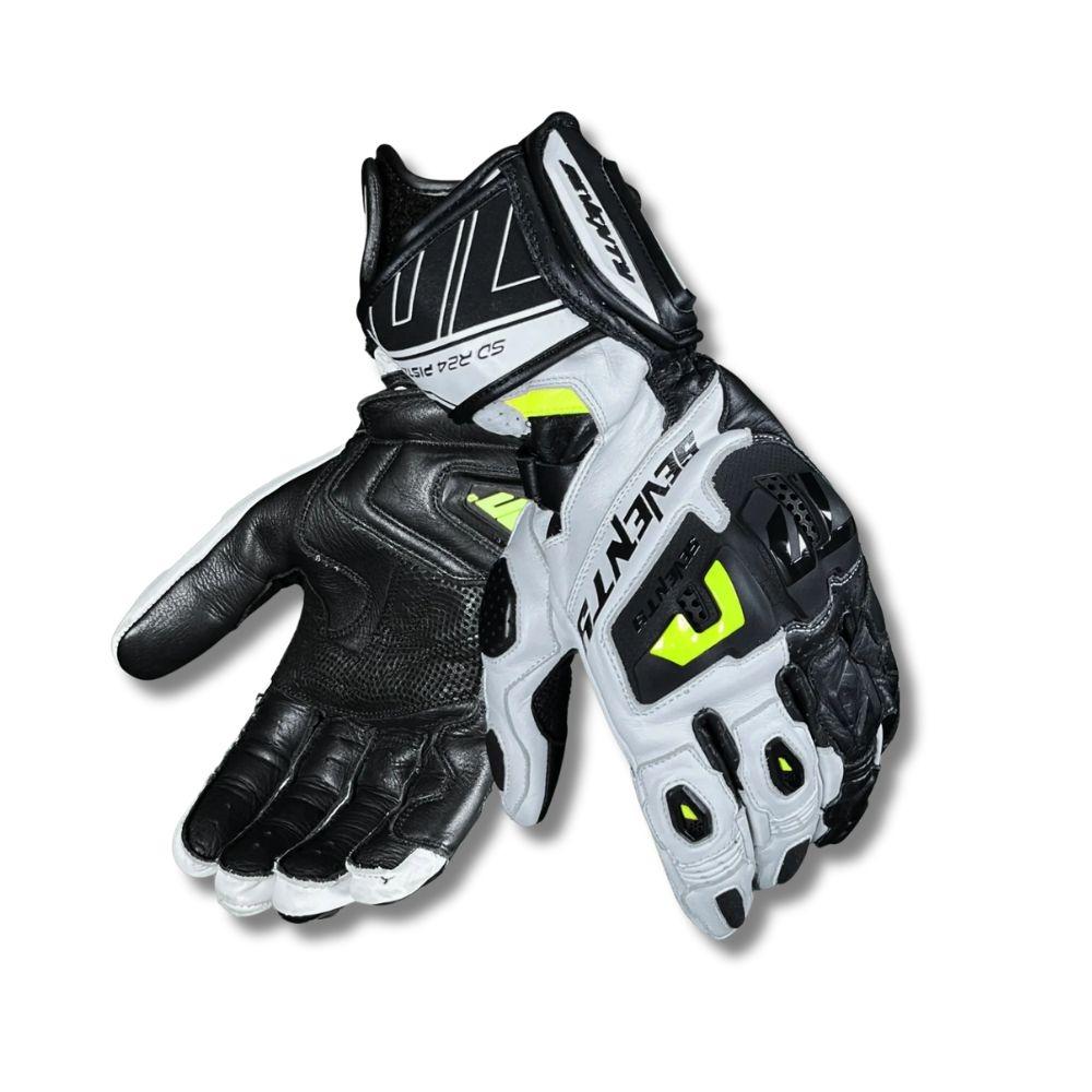 Guantes SD-R24 Pista Hombre Blanco/Negro/Amarillo Flúor