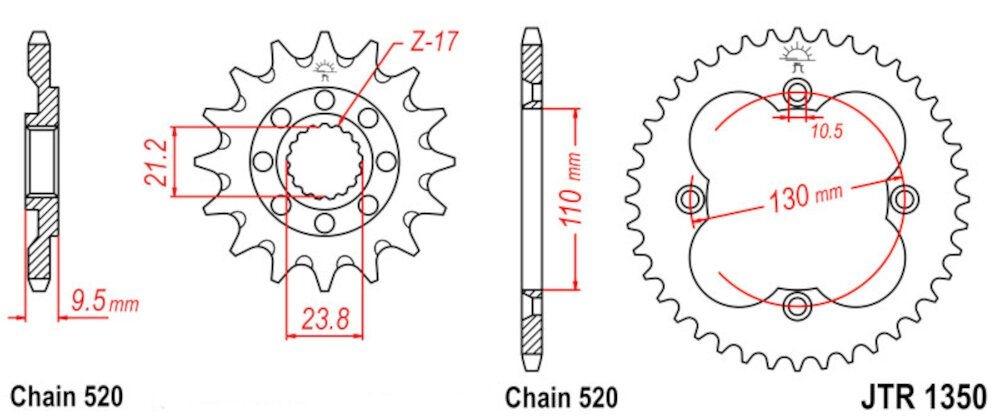 HONDA QUAD TRX 450 R 04A14 520-110