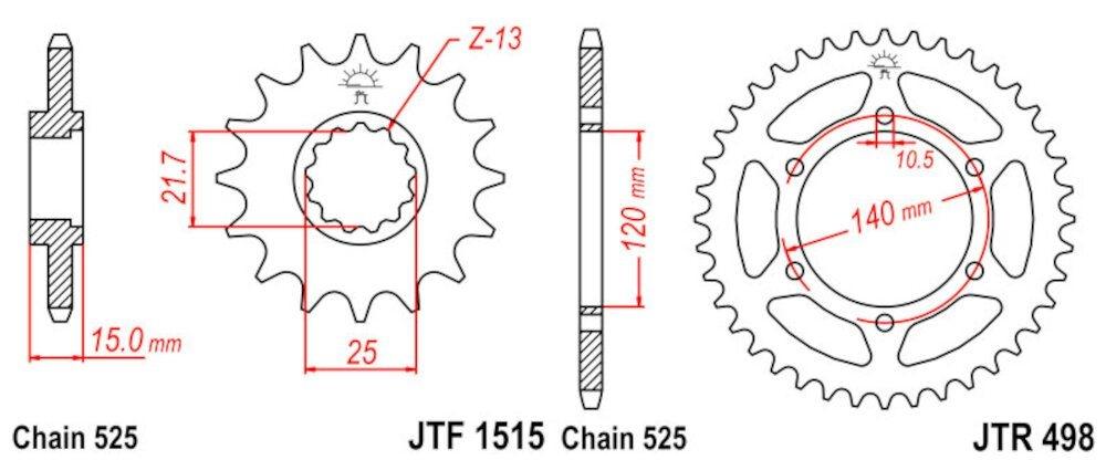 KIT TRANSMISION KAWASAKI ZX-6R 95-97 525-108