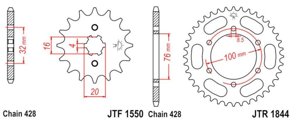 Kit de Transmisión Yamaha YZF 125 R 08 - 17 - MT 125 2015, MT-03 125
