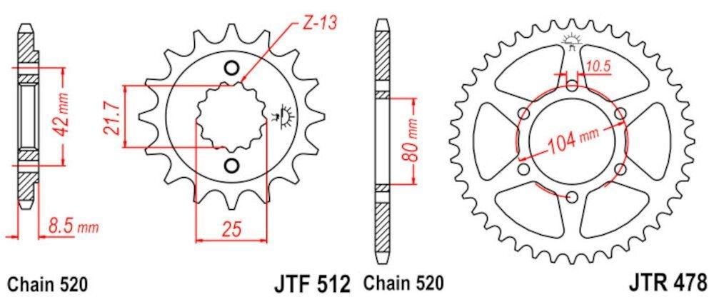 Kit de transmisión Kawasaki GPZ 400 FII