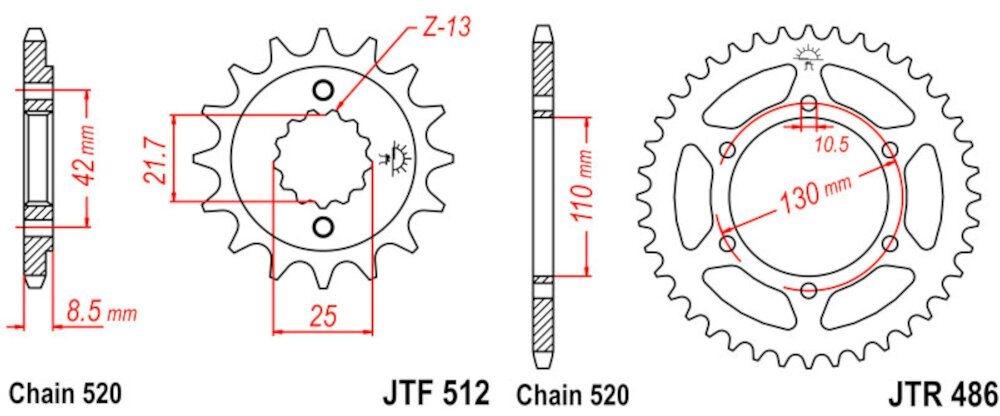 Kit de transmisión de Kawasaki GPZ 500 S -1993