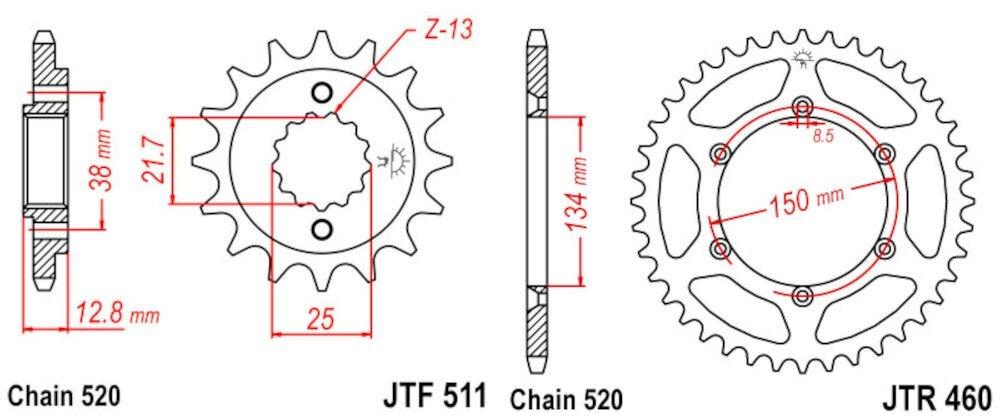 KAWASAKI KLX 650 R 93 - 96 COR. ACERO 520 - 110