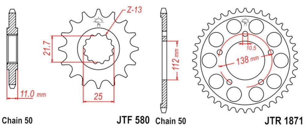 Kit de transmisión Yamaha YZF 600 R6 1999-2002