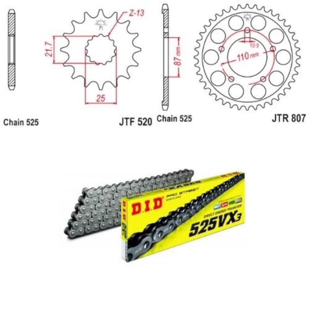 KIT + CADENA DID 525 SUZ.GSXF 650 & GSF650 BANDIT
