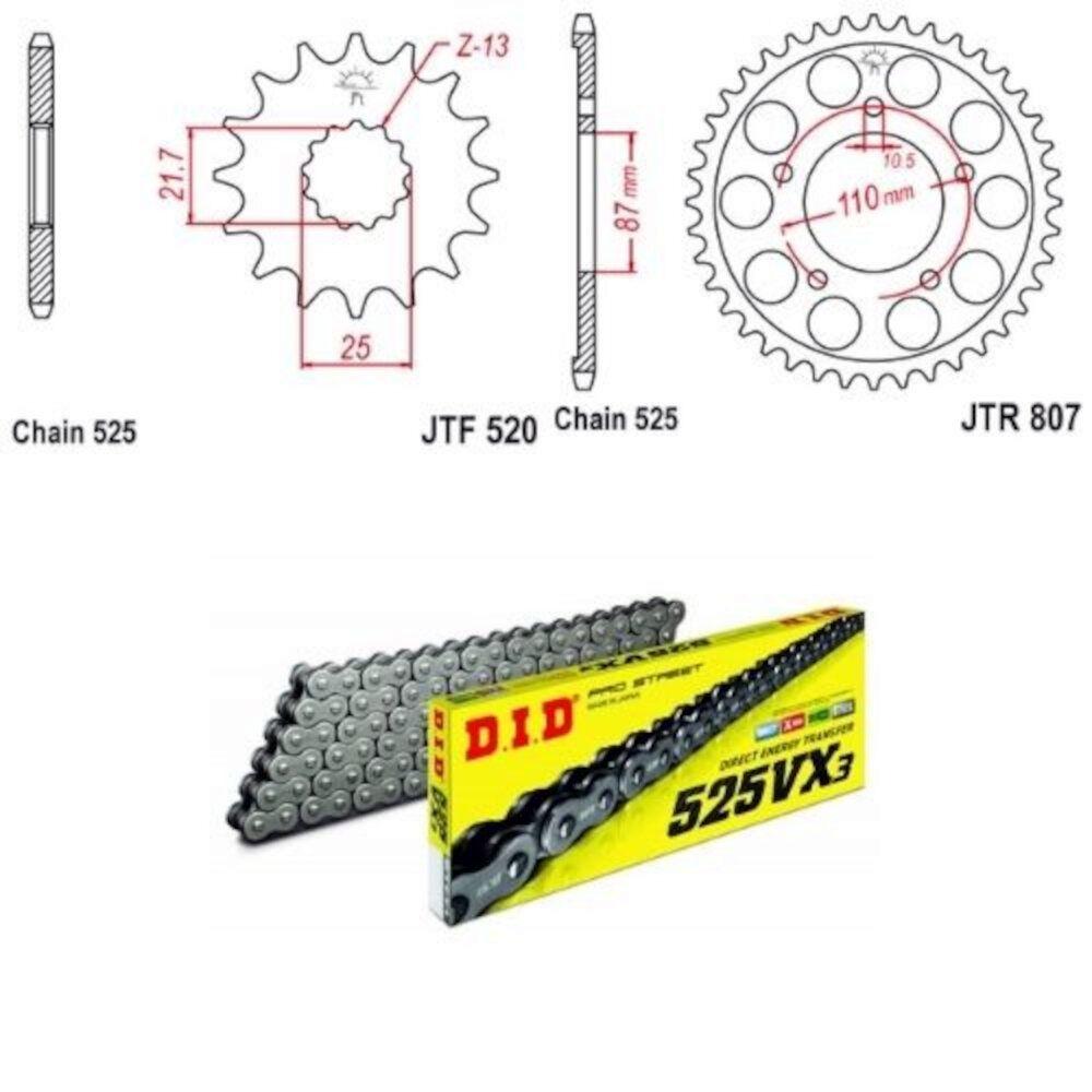 Kit de Transmisión Suzuki GSX-F 650 / GSF650 Bandit con cadena DID