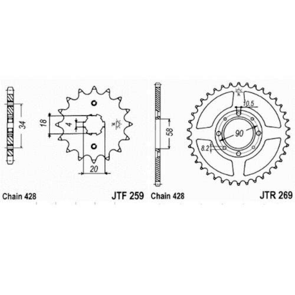 KIT TRANS. S/CADENA DAELIM DAYSTAR & ROADWIN-125