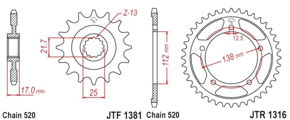 Kit de Transmisión Honda CBR 500 2013 - CB 500 F / X 13 - 18 520-112