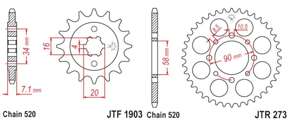 Kit de transmisión KTM Duke 125 (2011-2013)