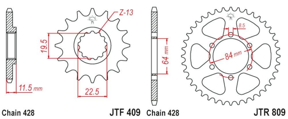 Kit de transmisión para Suzuki DR 125 1997 2000