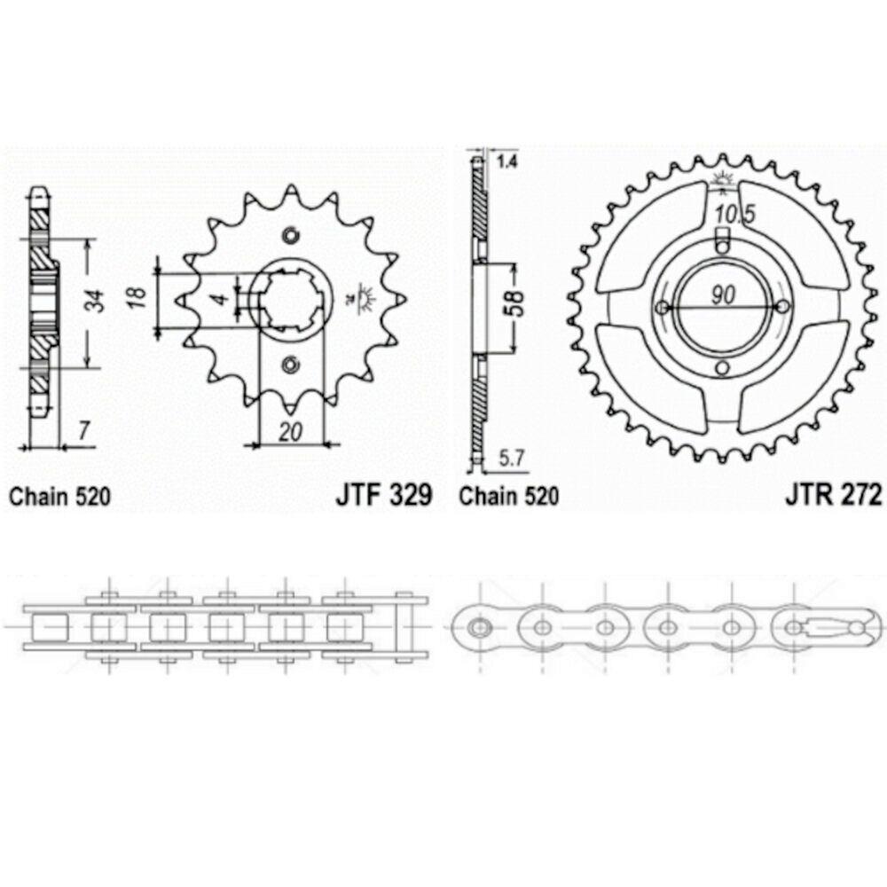 Kit de transmisión para Honda CB 250 T.F.