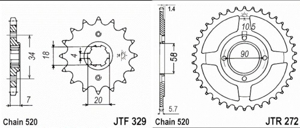 Kit de transmisión para Honda CB 250 T.F.