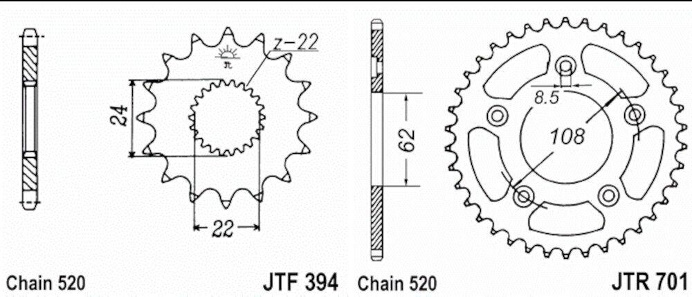 Kit de transmisión para Aprilia RS 125 Extrema 1992-1993
