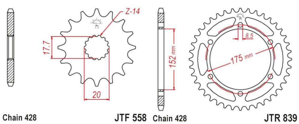 Kit de transmisión Yamaha DT 125 R/X (hasta 2006)