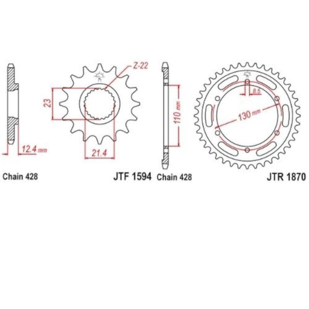 Kit de transmisión Yamaha YBR 250 2007-2011 428-132