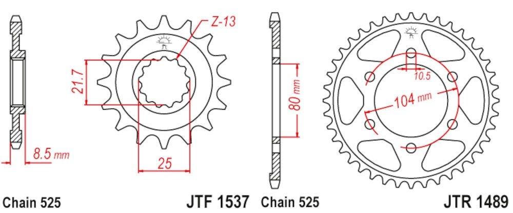 Kit de transmisión Kawasaki Z1000 2007-2009 525-110