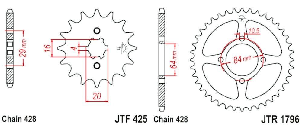 Kit de transmisión Suzuki VanVan 125 2007-2016 428-134