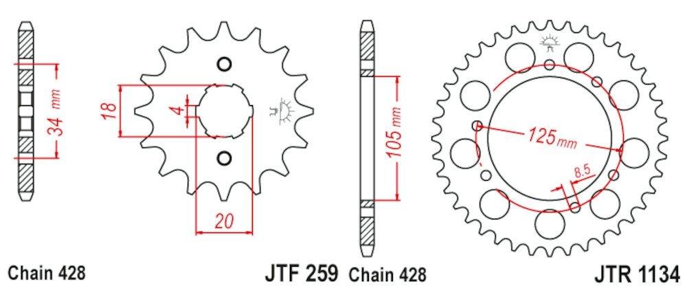 Kit de transmisión Rieju Tango 125 / SMX 125 desde 2005