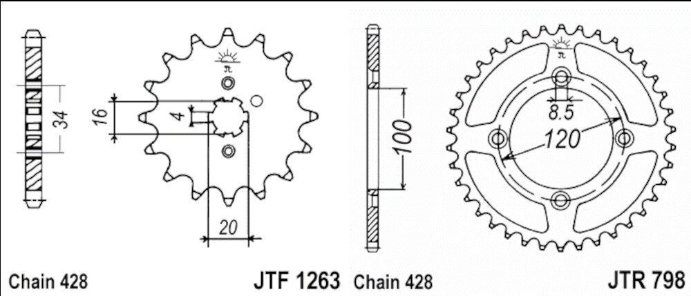 Kit de transmisión Beta 125 RR 4T 2006-2012 428-134