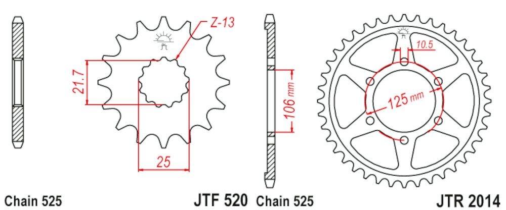 Kit de transmisión Triumph Tiger 800 2011-2020 525-124