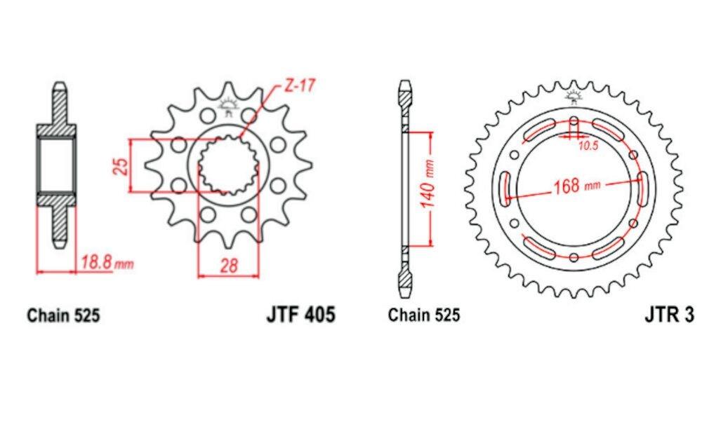 Kit de Transmisión BMW F800 R 09 - 16 (T. 10.5MM) 525 120