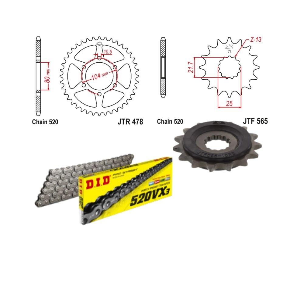 KIT ARRASTRE COMPLETO JTR478.46 + JTF565.RB 520VX3 114