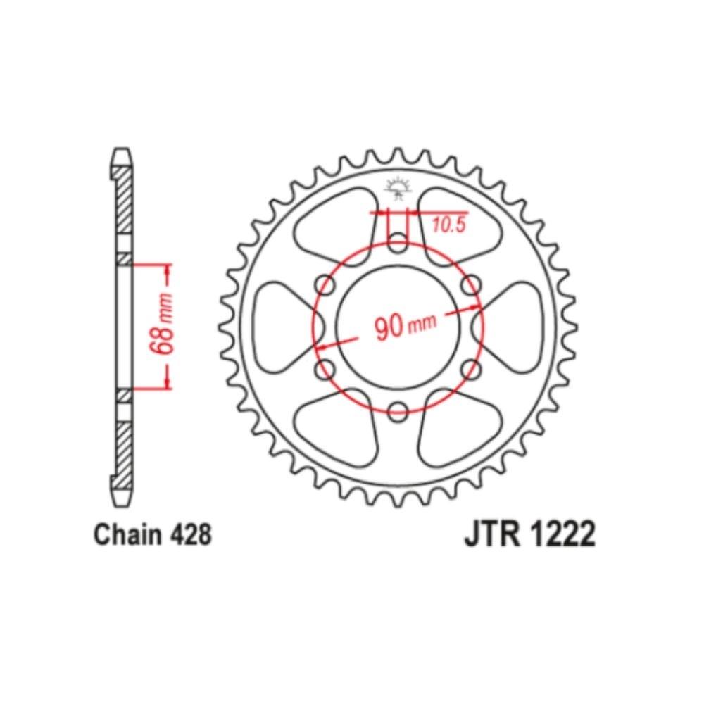Corona JTR1222 de acero 47 dientes para Honda CB125R (2018-2025)